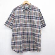 XL★古着 エルエルビーン 半袖 シャツ メンズ  90年代 90s 大きいサイズ コットン ボタンダウン ネイビー チェック【spe】 26jun23