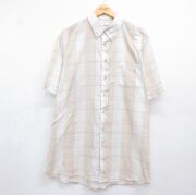 XL★古着 半袖 シャツ メンズ 90年代 90s 大きいサイズ ロング丈 ボタンダウン USA製 ベージュ チェック【spe】 26jun23