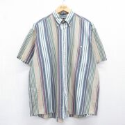 XL★古着 GANT 半袖 シャツ メンズ 90年代 90s 大きいサイズ ボタンダウン ネイビー ストライプ【spe】 26jun23