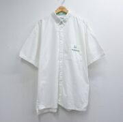 XL★古着 クイックシルバー 半袖 シャツ メンズ 90年代 90s 大きいサイズ ロング丈 コットン ボタンダウン USA製 ホワイト【spe】 26jun29