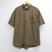 XL★古着 ギャップ GAP 半袖 シャツ メンズ 00年代 00s 大きいサイズ ロング丈 コットン ボタンダウン グリーン チェック【spe】 26jun29