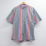 L★古着 ドッカーズ 半袖 シャツ メンズ 90年代 90s オックスフォード コットン ボタンダウン パープル ストライプ【spe】 26jun29