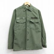 S★古着 長袖 ビンテージ ミリタリー シャツ メンズ 70年代 70s USアーミー ARMY コットン 濃緑 グリーン 25apr01 中古 トップス