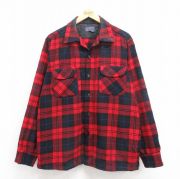 XL★古着 ペンドルトン PENDLETON 長袖 ビンテージ ウール ボード シャツ メンズ 50年代 50s 開襟 オープンカラー 赤他 レッド チェック 【spe】 25oct02 中古 トップス