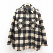 XL★古着 長袖 ビンテージ ウール シャツ メンズ 50年代 50s 大きいサイズ 黒 ブラック バッファロー チェック 【spe】 25oct18 中古 トップス