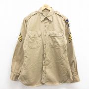 M★古着 長袖 ビンテージ ミリタリー シャツ メンズ 50年代 50s コットン USA製 ベージュ カーキ 25oct22 中古 トップス