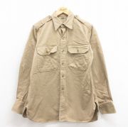 M★古着 長袖 ビンテージ ミリタリー シャツ メンズ 50年代 50s マチ付き ベージュ カーキ 25oct22 中古 トップス