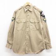 M★古着 長袖 ビンテージ ミリタリー シャツ メンズ 50年代 50s コットン ベージュ カーキ 25oct22 中古 トップス
