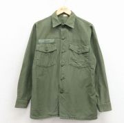 L★古着 長袖 ビンテージ ミリタリー シャツ メンズ 70年代 70s 濃緑【spe】 26mar30