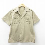 M★古着 半袖 ビンテージ ミリタリー シャツ メンズ 50年代 50s コットン 開襟 オープンカラー USA製 ベージュ カーキ 24jul19 中古 トップス
