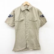 S★古着 半袖 ビンテージ ミリタリー シャツ メンズ 70年代 70s ベージュ カーキ 25may10 中古 トップス