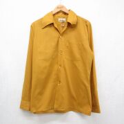 L★古着 アロー 長袖 ビンテージ シャツ メンズ 70年代 70s 開襟 オープンカラー USA製 イエロー【spe】 26jun09