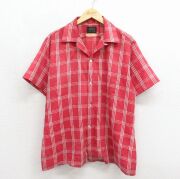 XL★古着 アロー 半袖 ビンテージ シャツ メンズ 60年代 60s 開襟 オープンカラー レッド チェック【spe】 26jun26