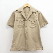 S★古着 半袖 ビンテージ ミリタリー シャツ メンズ 50年代 50s 開襟 オープンカラー USA製 ベージュ【spe】 26jun26