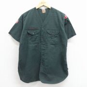 M★古着 半袖 ビンテージ ボーイスカウト シャツ メンズ 60年代 60s マチ付き グリーン【spe】 26jun29