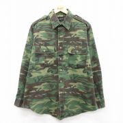 XL★古着 BROWNING 長袖 ハンティング シャツ メンズ 90年代 90s　ロング丈 USA製 濃緑他 グリーン 迷彩 【spe】 25aug18 中古 トップス