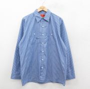 XL★古着 レッドキャップ 長袖 ワーク シャツ メンズ 00年代 00s ロング丈 薄紺他 ネイビー ストライプ 【spe】 25oct11 中古 トップス
