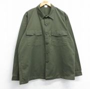 L★古着 長袖 ミリタリー シャツ メンズ 80年代 80s 濃緑 グリーン 【spe】 25oct27 中古 トップス