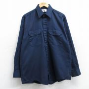 L★古着 Wear Guard 長袖 ワーク シャツ メンズ 90年代 90s USA製 紺 ネイビー 【spe】 25oct27 中古 トップス