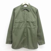 L★古着 長袖 ミリタリー シャツ メンズ 80年代 80s ユーティリティ USA製 緑【spe】 26jan31