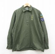 XL★古着 長袖 ミリタリー シャツ メンズ 90年代 90s スウェーデン軍 コットン 緑【spe】 26feb17