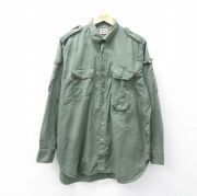XL★古着 バナナリパブリック 長袖 ブランド ワーク シャツ メンズ 80年代 80s コットン 緑系【spe】 26feb24