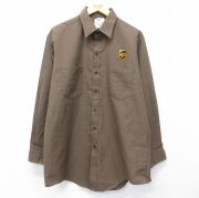 XL★古着 長袖 ワーク シャツ メンズ 90年代 90s UPS 大きいサイズ ロング丈 USA製 茶【spe】 26feb26