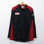 L★古着 レッドキャップ 長袖 ワーク シャツ メンズ 00年代 00s トヨタ ツートンカラー ノーカラー 黒他【spe】 26mar07