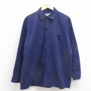 XL★古着 レッドキャップ 長袖 ワーク シャツ メンズ 90年代 90s コットン USA製 紺【spe】 26mar11