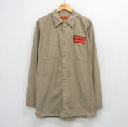 XL★古着 レッドキャップ 長袖 ワーク シャツ メンズ 00年代 00s NYS THRUWAY 大きいサイズ ロング丈 ベージュ【spe】 26mar14
