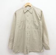 XL★古着 Wear Guard 長袖 ワーク シャツ メンズ 90年代 90s USA製 ベージュ他 ストライプ【spe】 26mar18