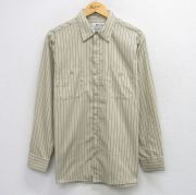 XL★古着 Wear Guard 長袖 ワーク シャツ メンズ 90年代 90s USA製 ベージュ他 ストライプ【spe】 26mar27