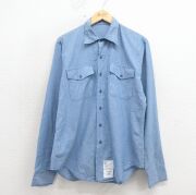 L★古着 長袖 ミリタリー シャンブレー シャツ メンズ 80年代 80s ユーティリティ USA製 薄紺【spe】 26apr15