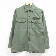 L★古着 長袖 ビンテージ ミリタリー シャツ メンズ 60年代 60s USアーミー コットン USA製 緑【spe】 26may02