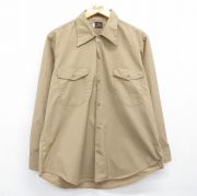 L★古着 リー Lee 長袖 ワーク シャツ メンズ 70年代 70s USA製 ベージュ【spe】 26jun12