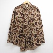 XL★古着 bob allen 長袖 ハンティング シャツ メンズ 80年代 80s ダックハンターカモ ロング丈 USA製 ブラウン 迷彩【spe】 26jun26