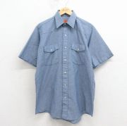 L★古着 レッドキャップ 半袖 シャンブレー ウエスタン シャツ メンズ 90年代 90s 薄紺【spe】 26mar31