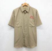 XL★古着 ビッグヤンク 半袖 ワーク シャツ メンズ 70年代 70s Reds Service 大きいサイズ USA製 ベージュ【spe】 26jun03