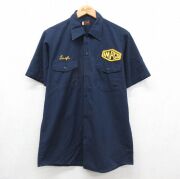 L★古着 リー Lee 半袖 ワーク シャツ メンズ 70年代 70s IMPCO USA製 ネイビー【spe】 26jun03