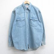 XL★古着 リーバイス Levis 長袖 ウエスタン シャツ メンズ 00年代 00s 大きいサイズ コットン 薄紺 ネイビー デニム 【spe】 25aug30 中古 トップス