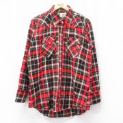 L★古着 ロックマウント ROCK MOUNT 長袖 ウエスタン シャツ メンズ 80年代 80s ロング丈 USA製 赤他 レッド チェック 【spe】 25oct14 中古 トップス