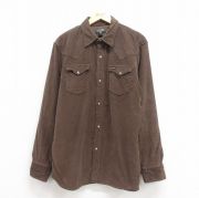 L★古着 ラルフローレン Ralph Lauren ポロジーンズ 長袖 ブランド ウエスタン シャツ メンズ コーデュロイ コットン こげ茶 ブラウン 【spe】 25oct30 中古 トップス
