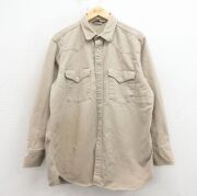 XL★古着 カーハート 長袖 ウエスタン シャツ メンズ 90年代 90s ロング丈 コットン ベージュ【spe】 26mar05
