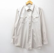 XL★古着 H BAR C 長袖 ウエスタン シャツ メンズ 90年代 90s ロング丈 USA製 薄ベージュ【spe】 26apr06