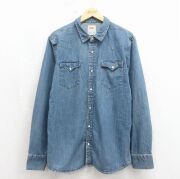 L★古着 リーバイス Levis 長袖 ウエスタン シャツ メンズ コットンネイビー デニム【spe】 26may19