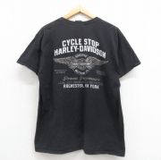 XL★古着 ハーレーダビッドソン Harley Davidson 半袖 Tシャツ メンズ モーターオイル コットン クルーネック 黒 ブラック 【spe】 25aug05 中古