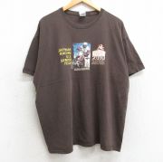 XL★古着 半袖 Tシャツ メンズ バイク レーシング 企業広告 コットン クルーネック 茶 ブラウン 【spe】 25aug07 中古