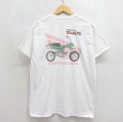 L★古着 半袖 ビンテージ Tシャツ メンズ 00年代 00s ホンダCT70トレイル 胸ポケット付き コットン クルーネック ホワイト【spe】 26may27