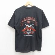 L★古着 SIGNAL 半袖 ビンテージ Tシャツ メンズ 80年代 80s ラコニア モーターサイクル クルーネック USA製 ブラック【spe】 26jun02