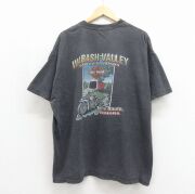 XL★古着 ハーレーダビッドソン 半袖 ビンテージ Tシャツ メンズ 00年代 00s インディアナ 胸ポケット付き 大きいサイズ クルーネック ブラック【spe】 26jun02